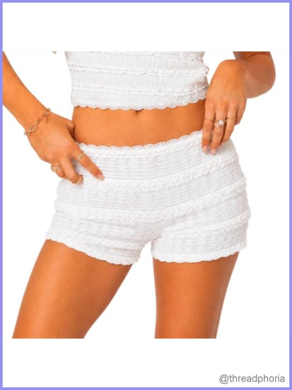 Lace Ruffle Booty Shorts Low Rise Pull On Summer Festival Womens